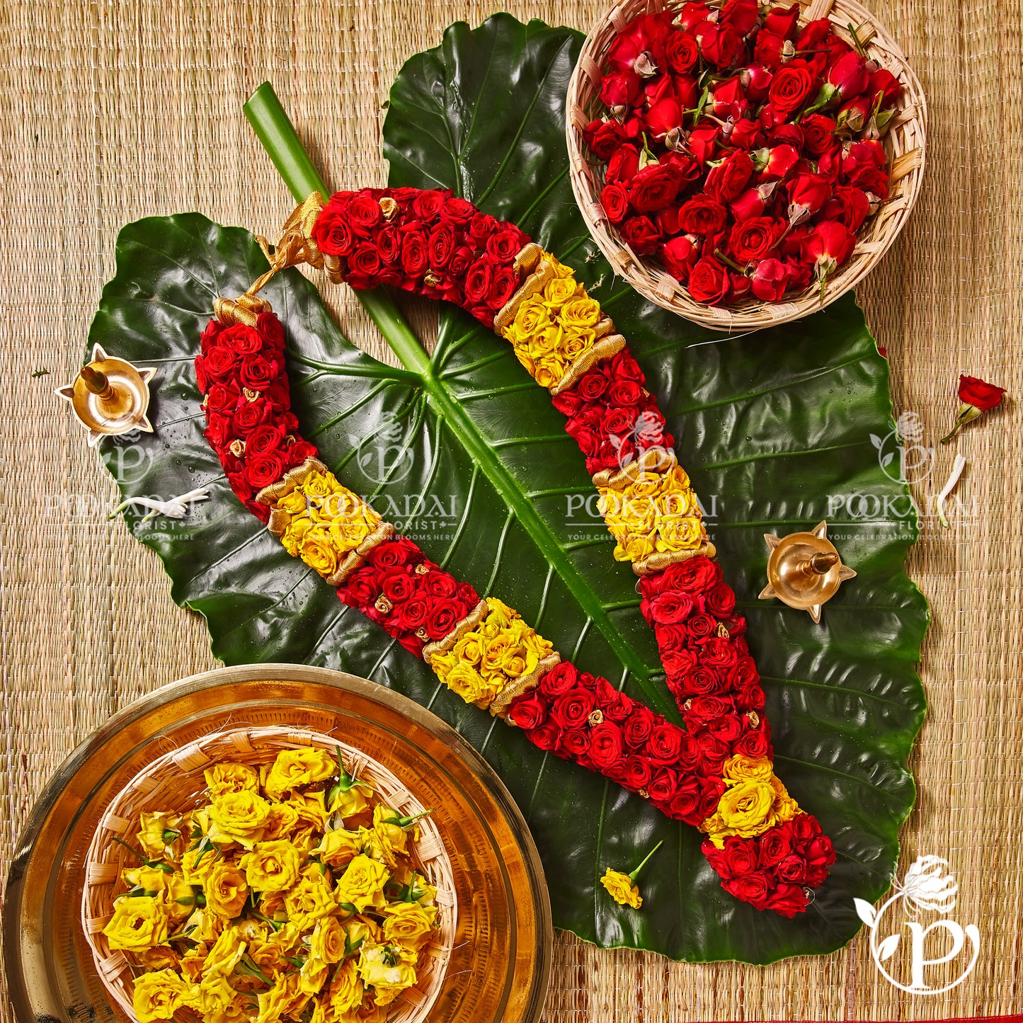 Red & Yellow Rose Garland | Roja Maalai | Gulab Mala