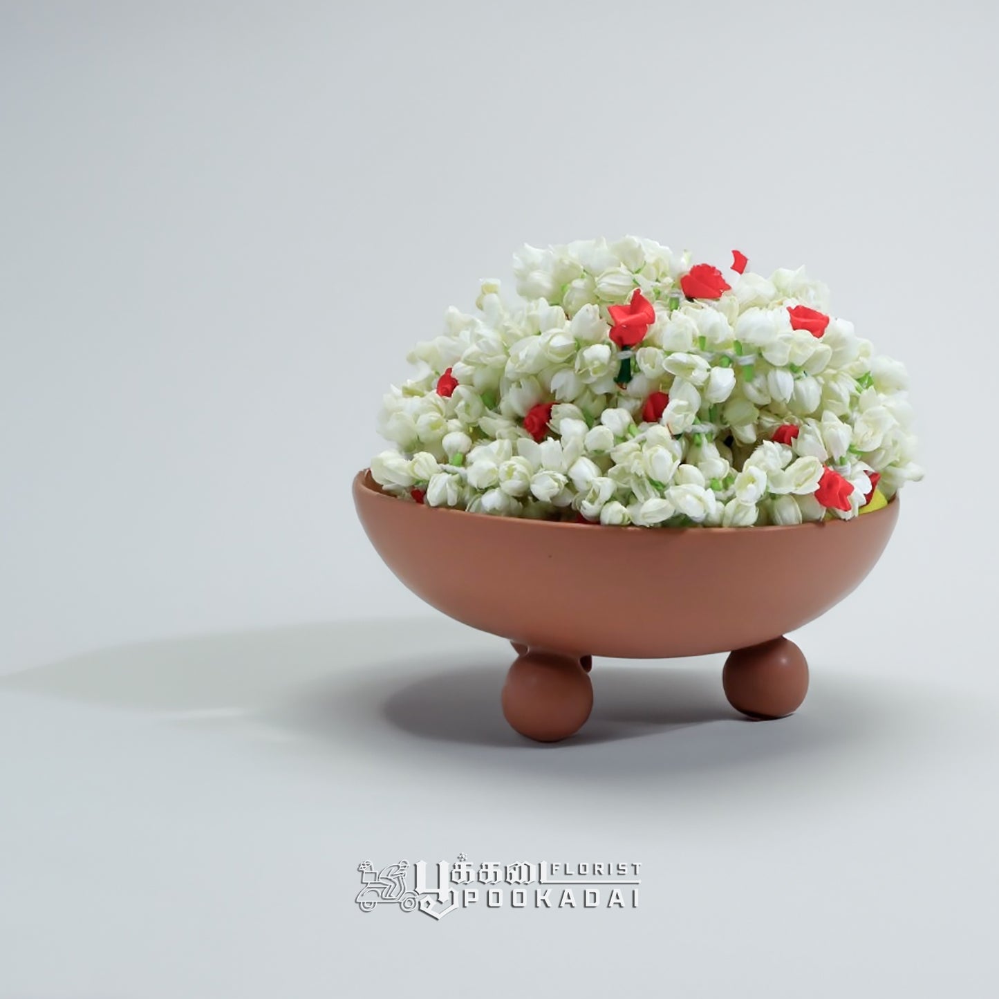 Fresh Jasmine & Artificial Red Rose Strings - Pookadai Florist Toronto