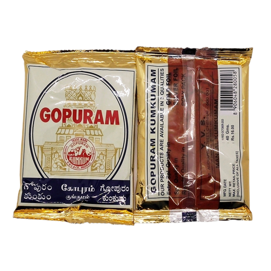 Gopuram Kumkum Powder – Extra Special Quality in Gold Foil – 40g