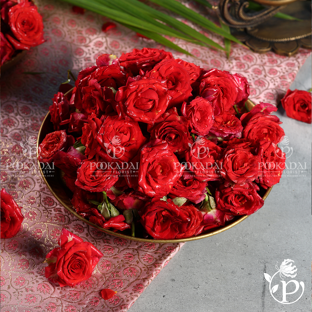 Fresh Button Roses - Red, Yellow & Orange Mini Roses Garlands