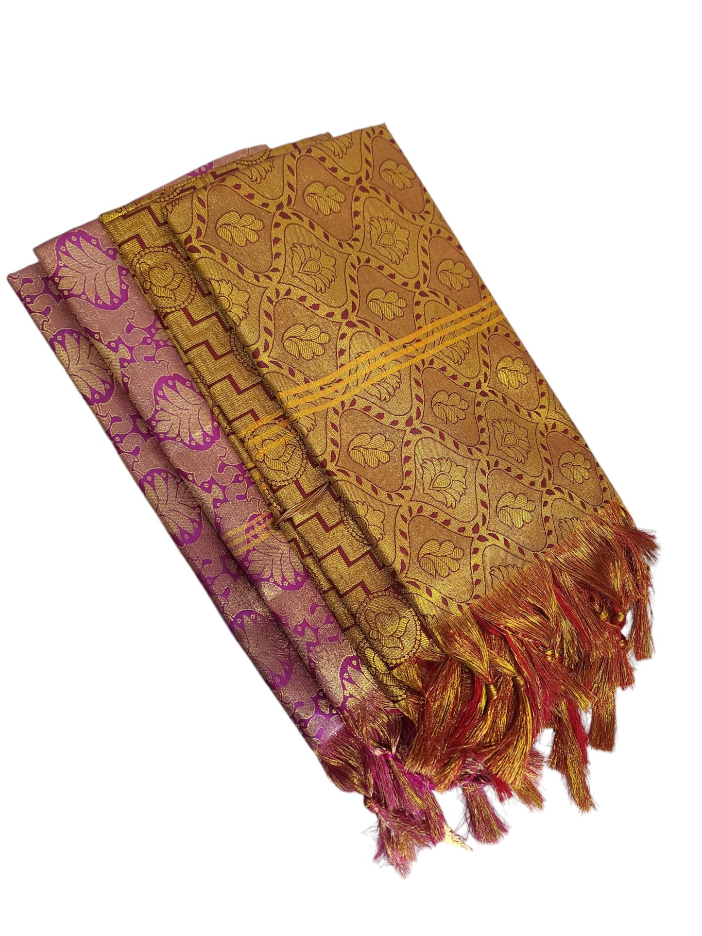 Ponnadai Cotton & Zari Designer Floral Golden Shawls