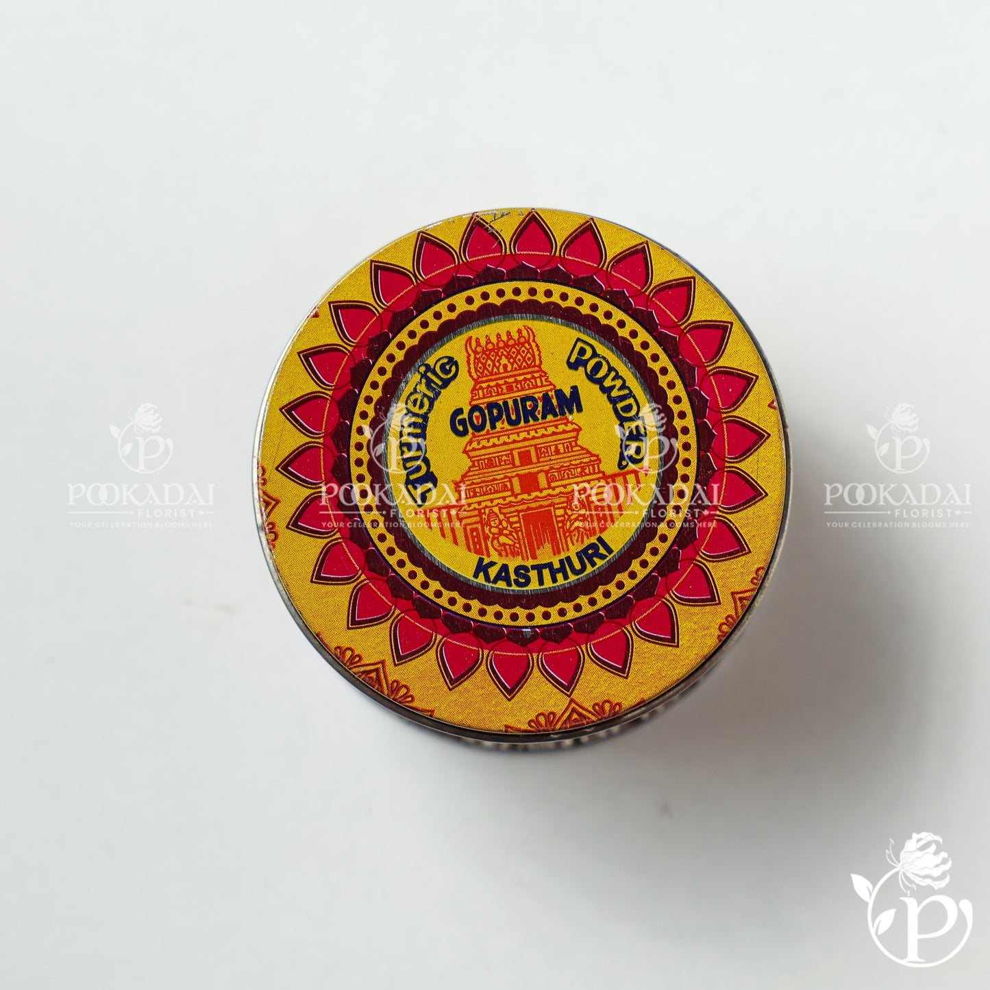 Gopuram Kasthuri Turmeric Powder Tin | Manjal | Haldi | Kasturi Tin