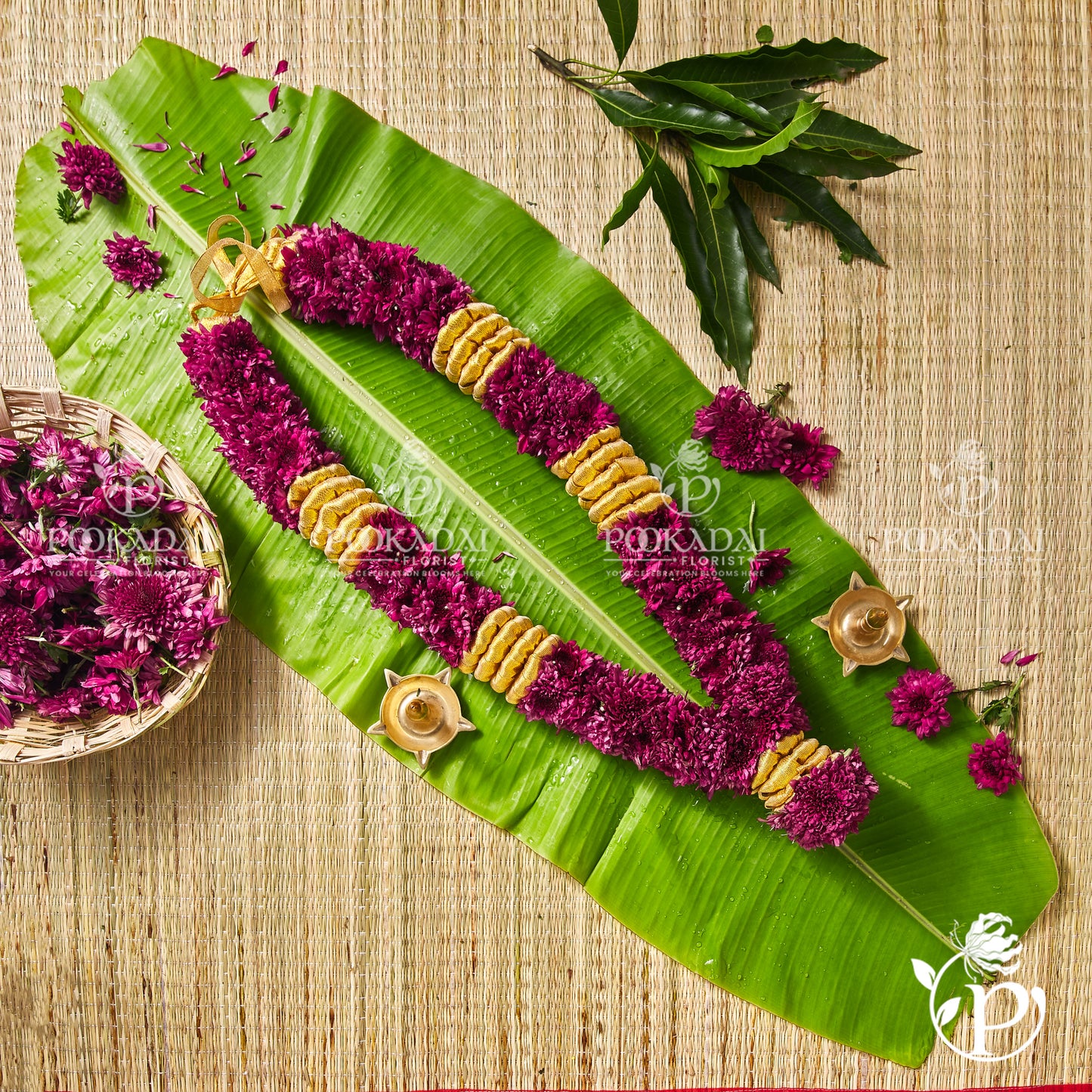 Purple Samanthi Garland | Samanthi Maalai | Chrysanthemum Mala