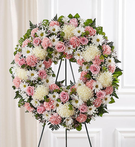 Funeral Flowers -  Standing Wreath- Pink & White - Pookadai Florist Toronto