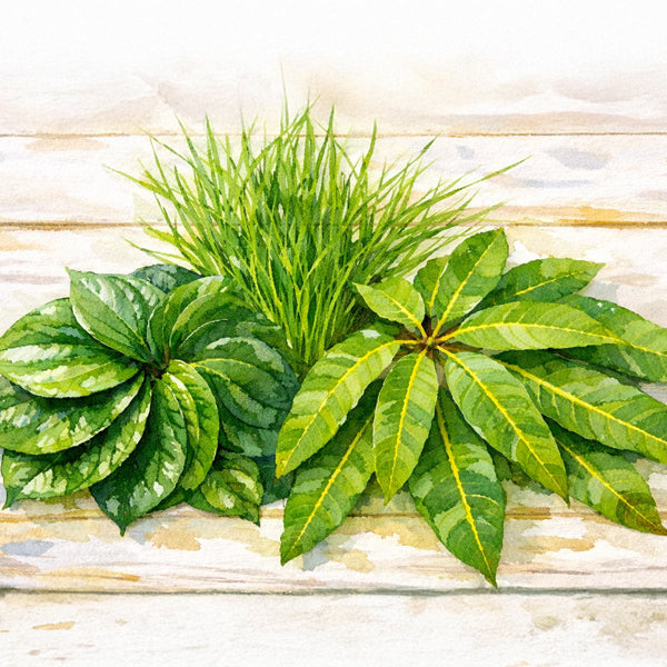 Fresh green Banana leaves for meals and Mango leaf Thoranam for doorway decoration.