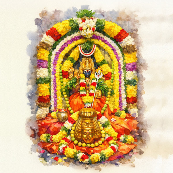 Fresh Tulsi and Samanthi temple garlands for Hindu deity worship and home pooja.