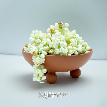 Fresh Jasmine & Artificial Gold Rose Strings - Pookadai Florist Toronto