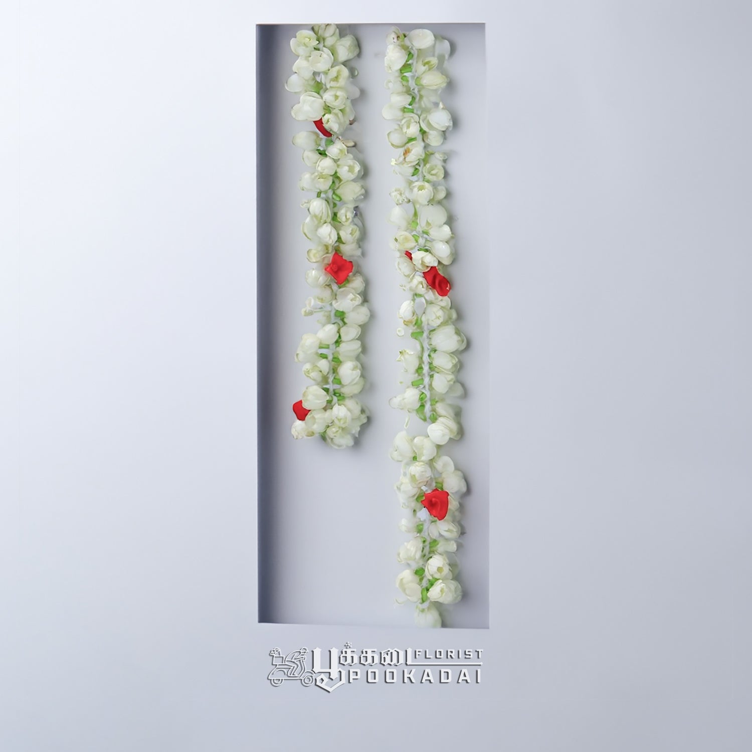 Fresh Jasmine & Artificial Red Rose Strings - Pookadai Florist Toronto