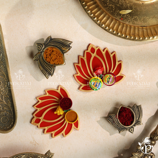 Manjal Kumkum Gold Lotus Set | Manjal Kumkum Set | Haldi Kumkum Set