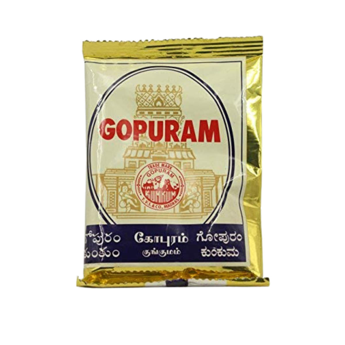 Gopuram Kumkum Powder – Extra Special Quality in Gold Foil – 40g
