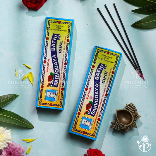 Mukkudal Sarvodaya  Rose Incense Sticks | Rose Oodubatti | Rose Agarbatti