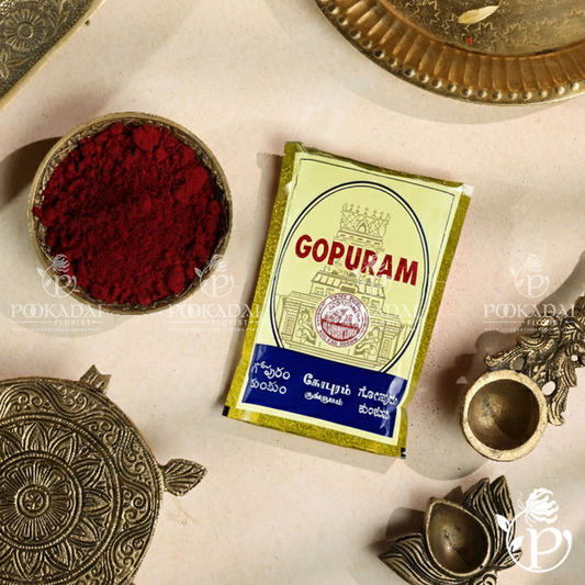 Gopuram Kumkum Powder – Extra Special Quality in Gold Foil – 40g