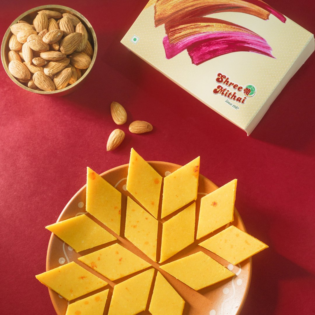 Shree Mithai Sweets - Kesar Kaju Katli