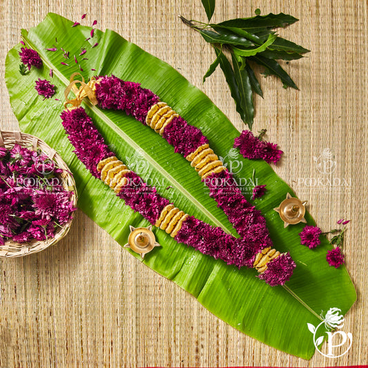 Purple Samanthi Garland | Samanthi Maalai | Chrysanthemum Mala